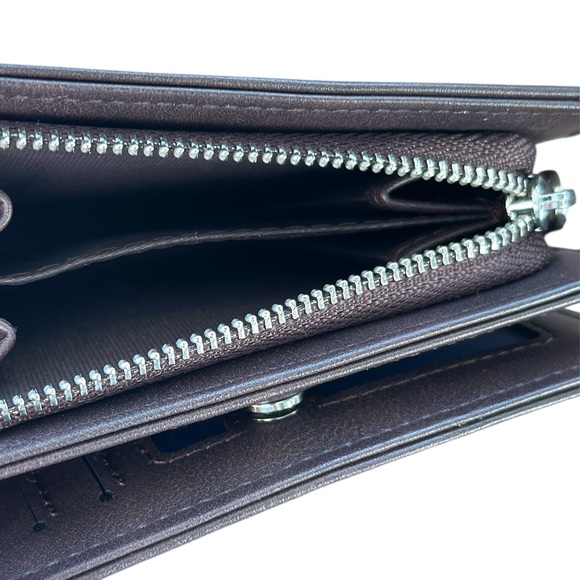NEW Baellerry Brown Leather Wallet with Zipper - Picture 7 of 8